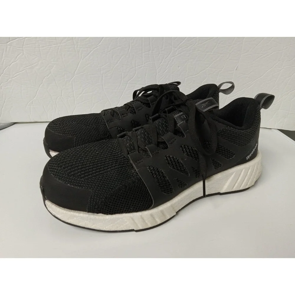 Reebok Men's Safety Toe Work Shoes Black White Mens 8 Women 10 ASTM F2413-18